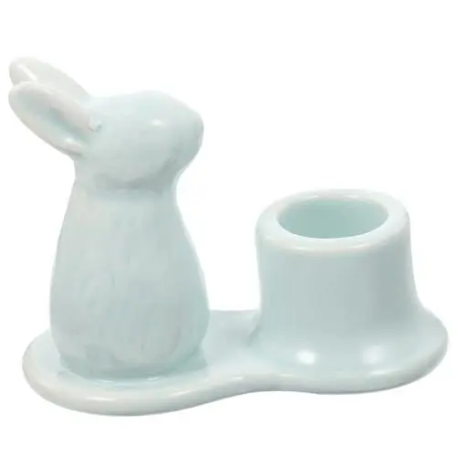 Produktbild: TOVINANNA Kaninchen Kerzenhalter Tischständer Spa-Kerzen Tischdekoration Zu Ostern Weiße Verzierungen Osterkerzenhalter Ringgericht Weißes Wohnkultur Bankett Hase Kandelaber Keramik