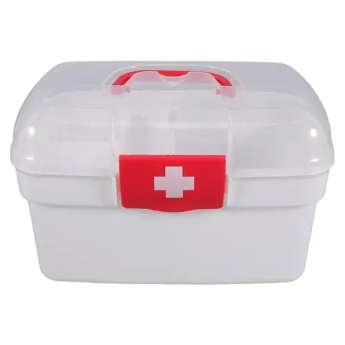 Produktbild: TOVINANNA Medizinische Box Kit-Aufbewahrung Notfallbedarf Organizer Mit Griff Und Verschließbarem Deckel Leere Medikamentenbox Für Zuhause Reisen Auto Und Wohnheime