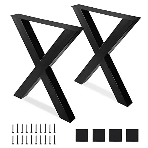 Produktbild: Towallmark 2 Stück Tischbein Metall Möbelfüße für Sitzbank 71 x 78cm, X-Frame Industrial Tischgestell Tischkufen, Tischbeine für DIY Sitzbank, Esstische