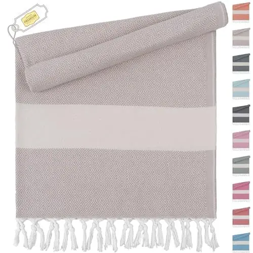 Produktbild: TOWELAND Weiches und strapazierf higes Baumwolltuch für Sauna Yoga Strand 100% Baumwolle perfekt kann als Saunatuch Handtücher Strandtuch oder Badetuch (Diamond Beige, Diamond 100 x 180)