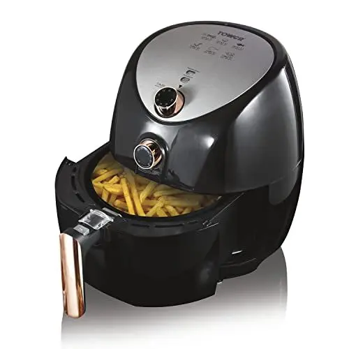 Produktbild: Tower T17021RG Heißluftfritteuse für die Ganze Familie mit Schneller Luftzirkulation - Manuell - 60-Minuten-Timer - Airfryer 4,3 l - 1500W - Schwarz & Rosé-Gold