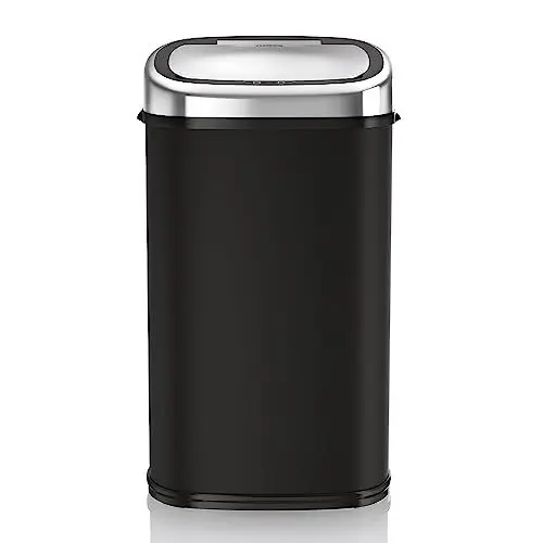 Produktbild: Tower T80900 Edelstahl Mülleimer mit Sensor Automatischer Mülleimer mit Soft-Close-Funktion, Manuelle Öffnungsoption, Mülleimer 58 l, Schwarz