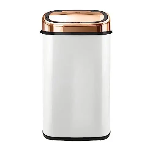 Produktbild: Tower T80904RW Quadratischer Mülleimer mit Sensor in Roségold - Automatischer Mülleimer mit Beschichteter Oberfläche zum Schutz vor Fingerabdrücken - Mülleimer Weiß und Roségold