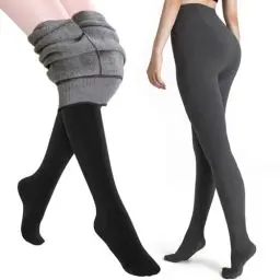 Produktbild: TOWINGO Thermo Leggings für Damen, 2 Stück Thermoleggings Winter, Hoher Taille Warme Gefütterte Leggings Mädchen, 320g, Schwarz + Grau