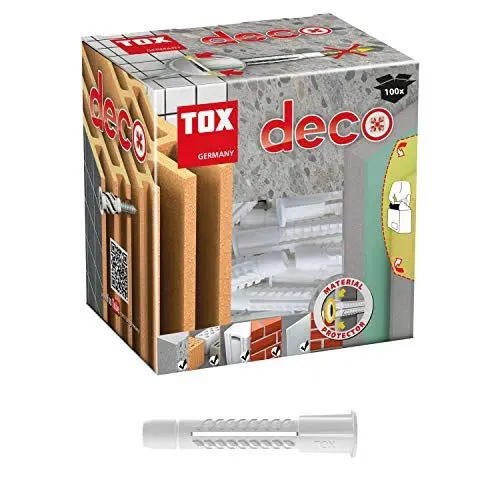 Produktbild: TOX Allzweckdübel mit Kragen Deco 6 x 41 mm, Dübel für fast alle Baustoffe, 100 Stück, 016100031