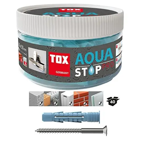 Produktbild: TOX Aqua Stop Pro, abdichtender Allzweckdübel 6/38 für Befestigungen an gefliesten Wänden und Böden, aus HDPE-Spezialkunststoff, mit Schraube 4x50 mm, 014271011