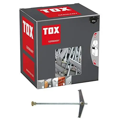 Produktbild: TOX Federklappdübel Spagat M6, galvanisch verzinkt, automatischer Klappdübel, bei Hohlräumen, inklusive Unterlegscheibe aus Metall + Rändelmutter, 25 Stück in der Kartonage, 024100141