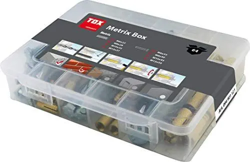 Produktbild: TOX Messing Spreizdübel - Sortiment Metrix Box 64 tlg., inkl. passender verzinkter Sechskantschrauben DIN 933, 094901121