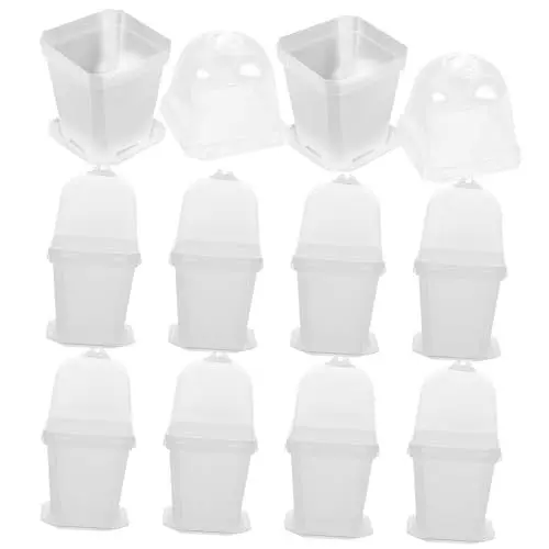 Produktbild: TOYANDONA 10 Stück Kunststoff Blumentöpfe mit Kleine Transparente Pflanzschalen für Bonsai und Garten für Jungpflanzen Abflusslöchern