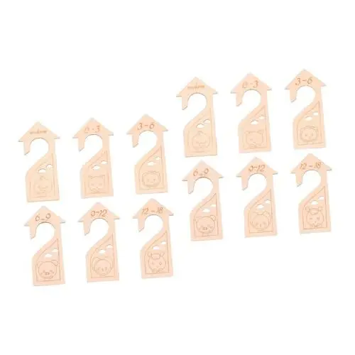 Produktbild: TOYANDONA 12 STK Größenteiler Kleiderbügel Baby kleiderschrank Baby Schrank teiler Organizer für Kinderzimmerschränke Kleiderschrankteiler für Kleinkinder hölzern Lagerregal Babykarte