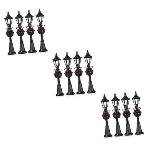 Produktbild: TOYANDONA 12 STK Lampe weihnachtsdorf zubehör Schwarze Laternen dekorativ Feenhafte Laterne weihnachtsdeko Weihnachtslaterne winzig dekorative Laternenpfähle Plastik