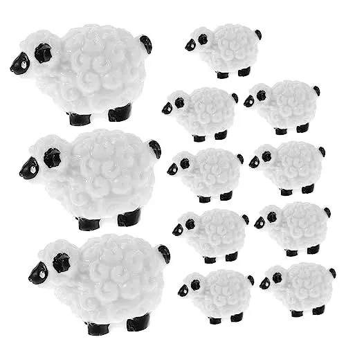 Produktbild: TOYANDONA 12 Stück Moos-Mikro-Landschaftsornament Hahn-Dekoration Schaf- Miniatur-Dekoration Harz-Schaf-Figuren Mini-Schaf-Modelle Miniatur-Figuren Tier Zylinder Kind