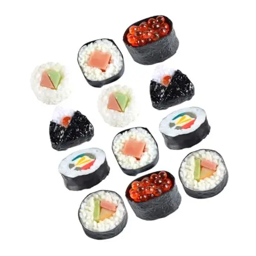 Produktbild: TOYANDONA 12st Nachgemachte Sushi-reisbällchen Realistische Sushi-Modelle Künstliches Japanisches Essen Foto-Requisiten Lebensechtes Sushi-Modell Simuliertes Onigiri Realistisches Essen PVC