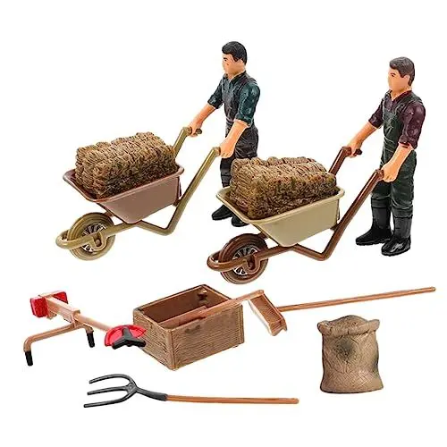 Produktbild: TOYANDONA 12stücke Miniatur Bauernhof Zubehör Mit Landwirt Figuren Und Werkzeugen Für Modellbau Und Spiel Kunststoff Miniatur Bauernhof Dekoration Für Microlandschaft