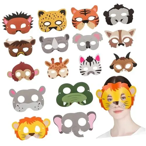 Produktbild: TOYANDONA 16St Party-Maske Partydekorationen mit Tiermotiven Masken Gastgeschenke mit Tiermotiven Tiergesichtsmaske Dino-Maske Cosplay-Maske Party Dekoration Partygeschenke verkleiden Papier