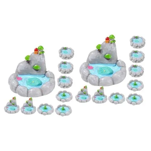 Produktbild: TOYANDONA 2 Sets Gartenteich-zubehör Gartenteich-Figuren Kleiner Teich Mini-teich-Ornament Aus Kunstharz Heim-mini-bastelarbeiten 9 Stück X 2