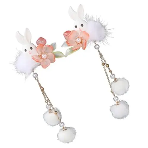 Produktbild: TOYANDONA 1 Paar Japanische Haarspange Hasen Kimono Haarschmuck Kinder Haarnadel Quaste Haarspange Neuheit Haarnadeln Frühlingsfest Haargabel Für Kimono Hanfu Yukata Haarschmuck
