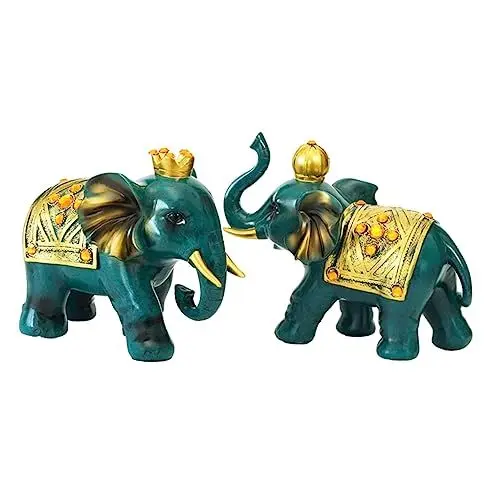 Produktbild: TOYANDONA 1 Paar Liebe Elefanten Glück Sammlerstück Desktop-Elefanten-Ornament Hausschmuck Elefantenornament Basteln Thailändische Elefantenfigur Statue Geschenk Liebhaber Leuchter Haushalt