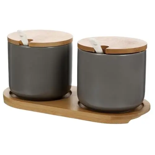 Produktbild: TOYANDONA 1 Satz Gewürzdosen-set Behälter Für Zuckerwürfel Zuckerdose Für Kaffeebar Gewürzbehälter Gewürzdosen Mit Deckel Desktop-gewürzglas Behälter Für Kaffeebars Krug Mit Grey Bambus
