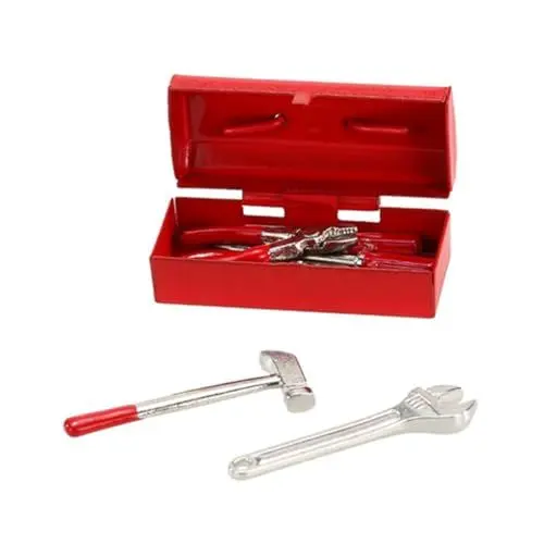 Produktbild: TOYANDONA 1 Satz Simulations-Toolbox Werkzeuge Machen Miniatur-hauswerkzeuge DIY-Werkzeuge Mini-Werkzeuge Miniaturspielzeug Miniatur-möbelwerkzeuge Legierung Auto Klettern Rot Anzeige Kind