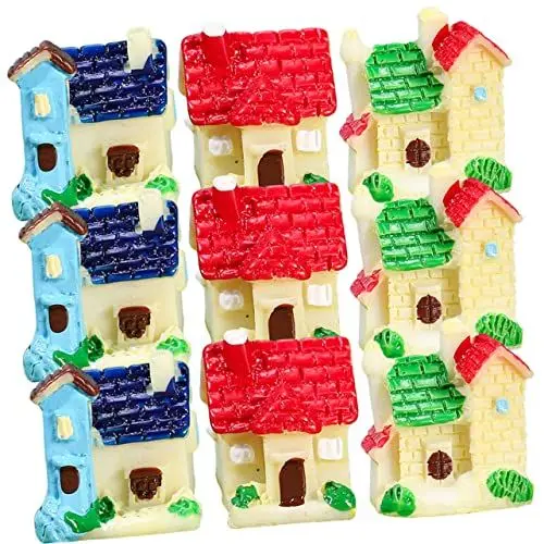 Produktbild: TOYANDONA 1 Satz Teiliges Miniaturhäuser Für Feengärten Resin Deko Accessoires Für DIY Gartenlandschaften Und Zubehör Für Gartenprojekte 9 Stück