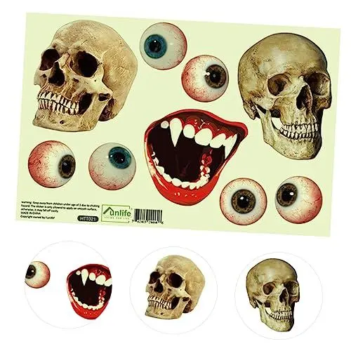 Produktbild: TOYANDONA 1satz Glow The-dark Halloween Toilettensitz Aufkleber Abnehmbar Und Gruselige Wanddeko Für Badezimmer Und Gäste-wc Material Einfache Anwendung Schaurige Skelette Und Augen