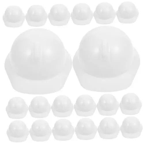 Produktbild: TOYANDONA 20 Stk Spielzeughelm Puppenbaumütze Hüte -Schutzhelm Mini-Puppen-Hut Schutzhelme doll accessories Puppenkleidung Puppenhut Puppenhelme Plastikpuppen-Schutzhelm Abs Weiß