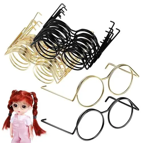 Produktbild: TOYANDONA 20 Stück Mini-Puppenbrillen Metalldrahtrand Klare Brillen Stoffpuppen-Anziehbrillen Klassische Retro-Sonnenbrillen Für Bastelarbeiten Puppen Haustiere Kostüme Cosplay