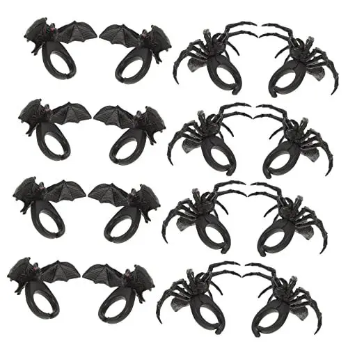 Produktbild: TOYANDONA 24St Spinnenfledermaus-Ring falsche Spinnenringe tierische Ringe Spinnenring Requisiten Ringe für Frauen Spinnenring Spinnenring Partygeschenke Punk-Ring Plastik Black