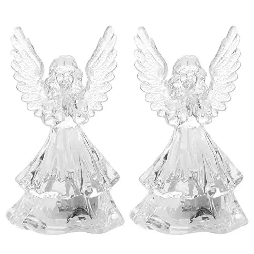 Produktbild: TOYANDONA 2Pcs Angel Night Light Lampe LED Funkelnde Farbwechslung Gebetesgel Lampe Batterie Betrieben Klarer Engel Figur für Weihnachten Valentines Geschenk Zufälliger Stil