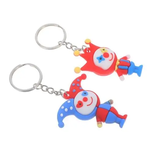 Produktbild: TOYANDONA 2St Clown-Puppen-Schlüsselanhänger Clown-Schlüsselanhänger Neuheit Schlüsselanhänger Clown Schlüsselanhänger Cartoon Schlüsselanhänger Clown-Figuren Cartoon-Schlüsselanhänger PVC