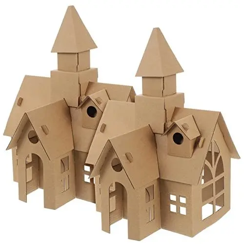 Produktbild: TOYANDONA 2St Graffiti zusammengebaute Burg castle kinder bastelset kinderspielzeug Hausbausatz aus Pappe Bastelhäuser zum Bemalen DIY-Schlösser Kinder bauen Spielzeug zusammen Papier