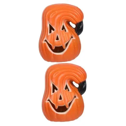 Produktbild: TOYANDONA 2St Kürbislaterne beleuchteter Kürbis Kürbisnachtlaterne Halloween führte Kürbisse Mini-Kürbis LED Laterne Innenraumdekoration Kürbisdekorationen im Freien Laternenkürbis Plastik