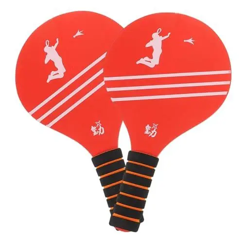 Produktbild: TOYANDONA 2 Stück Holz Badminton Schläger für Leichte und Strapazierfähige Paddel mit Kurzem Griff für Outdoor Sport und Familienaktivitäten Sicher und Langlebig