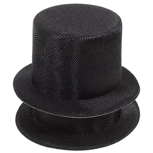 Produktbild: TOYANDONA 2 Stück Schwarze Mini-Zylinder Miniatur-Zylinder Formaler Zaubererhut Winzige Puppenhüte Handgefertigte Fedora-Hut Cupcake-Topper Für Kleine Haustiere Für Bastelbedarf