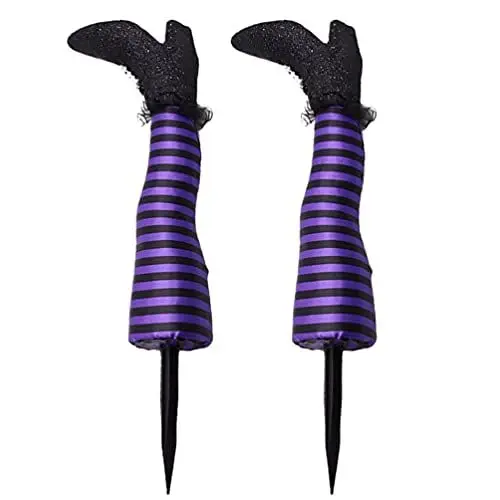 Produktbild: TOYANDONA 2 Stücke Halloween Hexenbeine mit Erdspießen Gartenstecker Gartendeko Stecker Gartenfiguren Scherzartikel Dekostecker für Rasen Terrassen Gruselige Dekoration Ornamente Spukhaus Horror Party