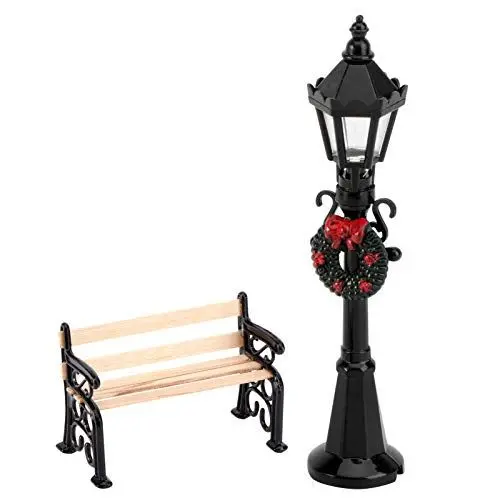 Produktbild: TOYANDONA 2 Stücke Miniatur Straßenlaterne 1:12 Bank Mini Laterne Puppenhaus Straßenlampen Modellbau Feengarten Zubehör Garten Deko Ornament Modelleisenbahn Eisenbahn Dekoration