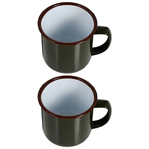 Produktbild: TOYANDONA 2 Stücke Retro Emaille Tasse Emaille Teetasse Kaffeebecher Milchbecher Retro Kaffeetasse Milchtasse Eisen Trinktasse Wassertasse Party Tasse für Outdoor Zuhause Camping Grün