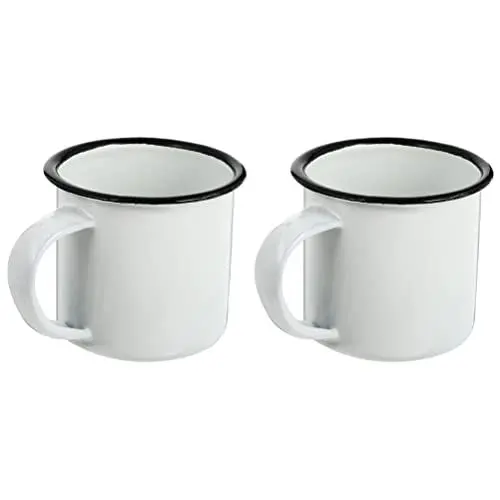 Produktbild: TOYANDONA 2 Stücke Retro Emaille Tasse Emaille Teetasse Kaffeebecher Milchbecher Retro Kaffeetasse Milchtasse Eisen Trinktasse Wassertasse Party Tasse für Outdoor Zuhause Camping Weiß