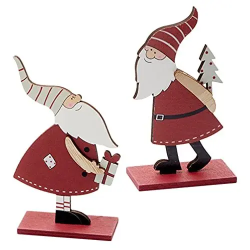 Produktbild: TOYANDONA 2 Stücke Weihnachtsmann Figur Holz Dekofigur Aufsteller Weihnachten Schriftzug Weihnachtstisch Deko Holzornamente Geschenk für Weihnachtsdekoration Wohnzimmer Xmas Winter Dekoration