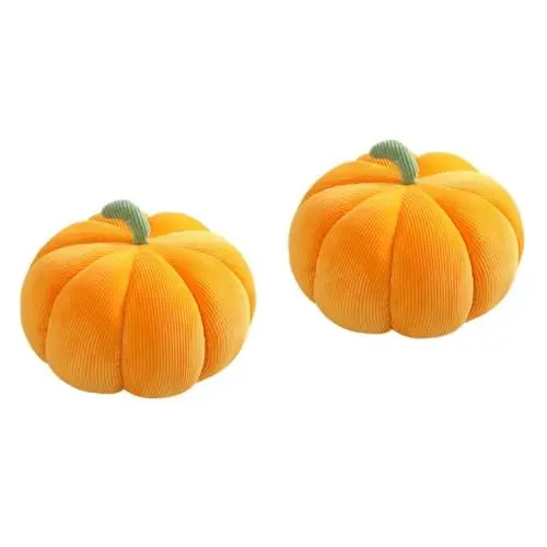 Produktbild: TOYANDONA 2st Kürbis Kissen Thanksgiving-Halloween-partygeschenke Sofa Dekokissen Kürbisse Spielzeug Kürbiskissen Dekorative Wurfskissen Kürbis Plüschpuppen -plüsch Orange Kurzplüsch