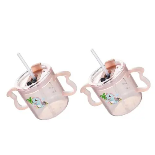 Produktbild: TOYANDONA 2st Milchbecher Wassergläser Trinkgläser Babytasse Wasserbecher Babywaage Tasse -trinkbecher -trainingsbecher Kinder Tasse Strohbecher Messen Babywasserflasche Rosa Pp