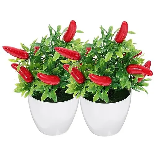 Produktbild: TOYANDONA 2st Simulierter Obstbaumschmuck Im Topf Künstliche Pflanzen Mini-topfpflanzen Gefälschter Bonsai-Baum Falsche Paprika Anlage Künstlicher Schaum Kleiner Bonsai Schwarzer Pfeffer