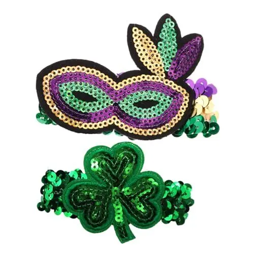 Produktbild: TOYANDONA 2stücke Shamrock Sequin Handgelenkband Für Patrick Day Farbenfrohe Armbänder Mit Und Kleeblatt-design Für Partys Und