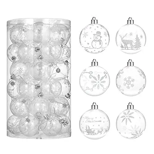 Produktbild: TOYANDONA 36Pcs Klare Weihnachtskugeln Ornamente Bruchsichere Weihnachtsbaumschmuck Hängende Kugeln für Weihnachtsbaum Urlaub Hochzeitsfeier Dekoration