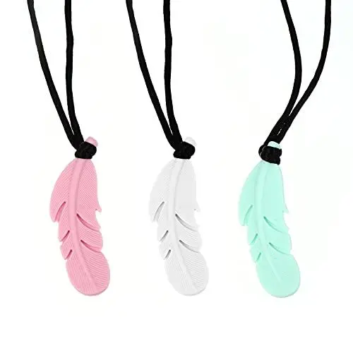 Produktbild: TOYANDONA 3Pcs Sensorischen Kauen Halskette Beißring Halskette Spielzeug Silikon Chew Werkzeug Kauen Anhänger für Jungen Mädchen mit Autismus ADHS SPD Oral Motor Zahnen Beißen Bedürfnisse