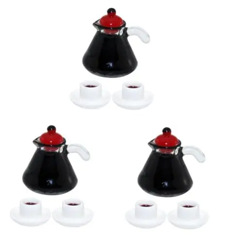 Produktbild: TOYANDONA 3 Sätze Mini-Kaffeekanne Puppenstubenkaffeemaschine Miniatur-Teekanne Puppenhaus Zubehör Puppenhaus Kaffeekanne Spielzeug Kaffeetassen Simulation Kaffeekanne Modell Kaffeekanne