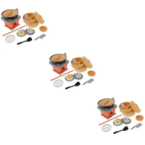 Produktbild: TOYANDONA 3 Sätze Mini-Küchenset Kochgeschirr vorgeben Küchenspielsets Küchenzubehör für Kleinkinder Kinderkochgeschirr Kinderküchenset Spielzeug Interessantes Küchenspielset Plastik