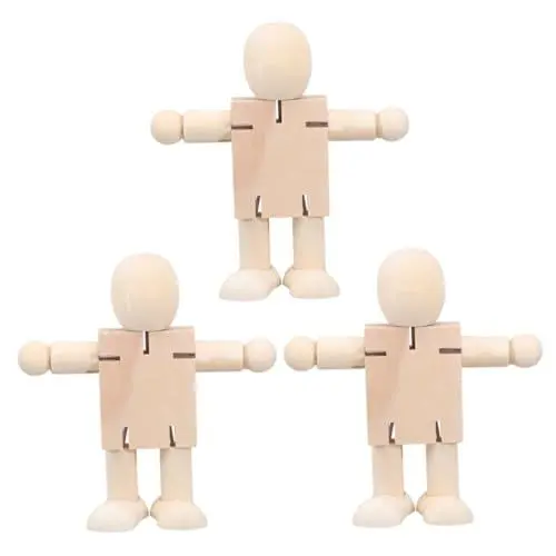 Produktbild: TOYANDONA 3 Stk kinder malten handwerk holzspielzeug holzspielsachen kinder spielset Lernspielzeug für Kinder unbemalte puppen selber machen pädagogisches Bastelspielzeug für Kinder Hölzern