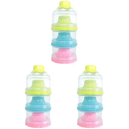 Produktbild: TOYANDONA 3stücke Lagiger Tragbarer Milchpulver-dispenser Abnehmbar Große Kapazität Stapelbarer Behälter Für Unterwegs - Für Snacks Und Babynahrung Grün Blau